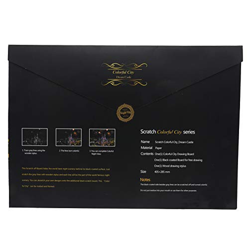 image for Liveda Rainbow Cratch Art Painting Paper DIY Night View Scratchboard f