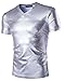 Seastar Mens Metallic V-Neck T-shirts with Short Sleeve Gold Black Silver(Order 2 sizes larger)
