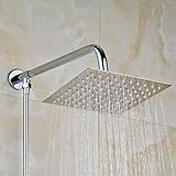 Bestyunyu Solid Brass Chrome Polished Bathroom 8 Inch Square Shower Head Shower Arm 150Cm Shower Hose
