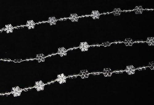4 Packages of 6' Silver Ball and Snowflake Hoiday Tree Trim or Garland-24 Total Feet