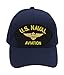 PATCHTOWN US Naval Aviation Hat/Ballcap Adjustable One Size Fits Most (Multiple Colors & Styles) (Navy Blue, Add American Flag)