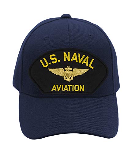 PATCHTOWN US Naval Aviation Hat/Ballcap Adjustable One Size Fits Most (Multiple Colors & Styles) (Navy Blue, Add American Flag)