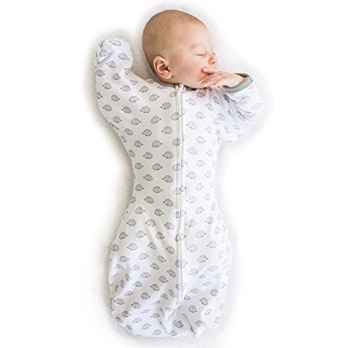 SwaddleDesigns Swaddle Sack with Arms Up, Tiny Hedgehog, Black, Medium, 3-6Mo, 14-21 lbs