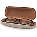 Yulan Hard Shell Glasses Case,Linen Fabric Large Case for Eyeglasses and Sunglasses(Includes Glasses Pouch)(Khaki)