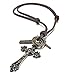 INBLUE Men's Alloy Genuine Leather Pendant Necklace Jesus Christ Cross Adjustable