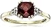 10K Yellow Gold Garnet Cushion with Diamond January BirthStone Ring, Size 7