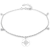 Vanbelle Sterling Silver Jewelry - Rhodium Plated with 925 Stamp - Dangling Compass Anklet - Elegant handcrafted Chain Anklet for Women - 9" long + 1" extender