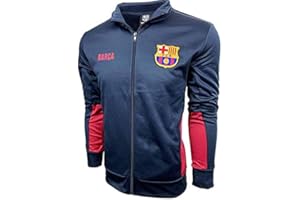 HKY Sportswear inc Boy's Barcelona Track Jacket Navy Color, Licensed Barcelona Track jacket Youth Sizes (Youth Medium)