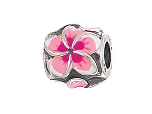 Zable Sterling Silver Plumeria Enamel Bead / Charm