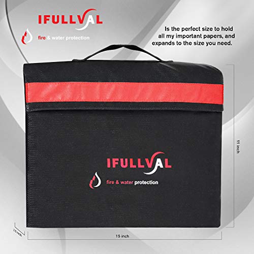 image for Ifullval Fireproof and Waterproof Money and Important Documents Bag - 