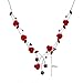 Glamorousky Elegant Rose Necklace with Red Austrian Element Crystals and Crystal Glass