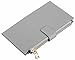 Women's RFID Genuine Leather Ultrathin Bifold Long Wallet (Grey)