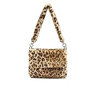 YSMYWM Women Winter Faux Fur Shoulder Bag Leopard Print Handbags Girls Tote Bag Crossbody Messenger Bag (Leopard)