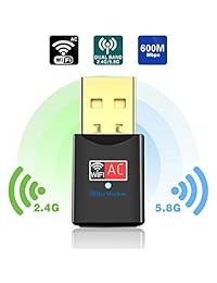 Blueshadow   Adaptador WiFi USB de doble correa 2.4G 5G Mini WiFi AC Wireless Network Card Dongle con antena de alta ganancia para ordenador portátil de sobremesa PC soporte Windows XP Vista 7 8 8.1 10