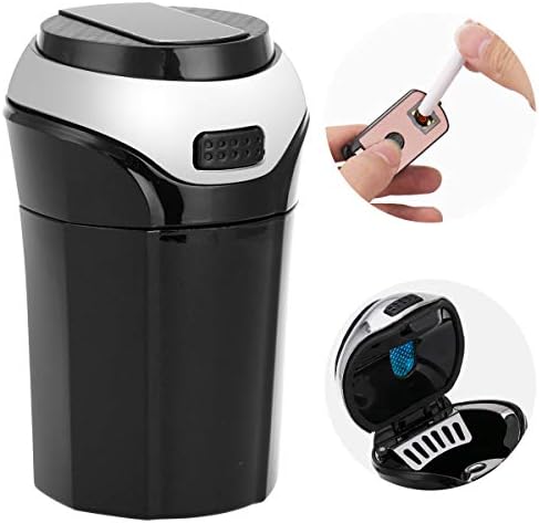 Vatenzone Car Ashtray, Detachable Stainless Car Ashtray with Removable Lighter and Blue Led Light Lid for Most Car Cup Holder