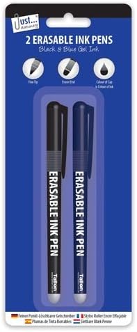 Just stationery Erasable Ink Pen, Blue,Black, 2 count (Pack of 1)