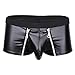CHICTRY Men's Leather Double Zipper Pouch Boxer Briefs Underwear Underpants Bikini Trunks
