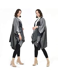 Ilishop, poncho manta reversible de invierno para mujer, tamaño extragrande, tipo chal, chaqueta