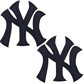 Iron On New York NY Letter Patch, Navy, 3&rdquo;x3&rdquo;, 2-Pack for Jackets &amp; Bags | Embroidered NY appliques for jackets, backpacks and shirts; 2 matching patches for coordinated DIY projects