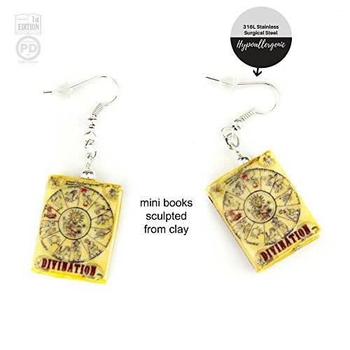 DIVINATION School of Magic Clay Mini Book HYPOALLERGENIC Earrings by Book Beads