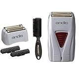 Andis Cordless Men's Long Lasting Lithium Battery Titanium Foil Shaver with Bonus Replacement Foil Assembly and Inner Cutters with a BeauWis Brush