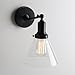 PERMO Industrial Vintage Slope Pole Wall Mount Single Sconce with Funnel Flared Clear Glass Shade Wall Sconce Light Lamp Fixture (Black)
