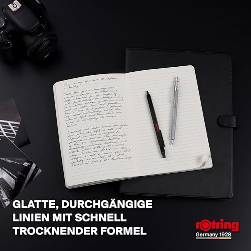 rOtring 600 Gelschreiber | 0,55 mm | Schwarze Tinte | Silberfarbenes Schreibgerät mit Metallschaft | Rutschfeste, gerändelte Griffzone und Sechskantschaft | Nachfüllbar thumbnail 2