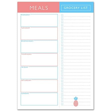 Sweetzer & Orange Meal Planner Magnetic Pad | 7x10 inch Notepad for Organized Weekly & Daily Planning | Tear-Off Grocery…