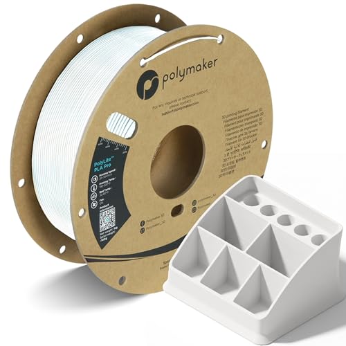 PolyLite PLA PRO 3D Printer Filament - Tough & High Rigidity White PLA, 1.75mm, 1kg on Cardboard Spool