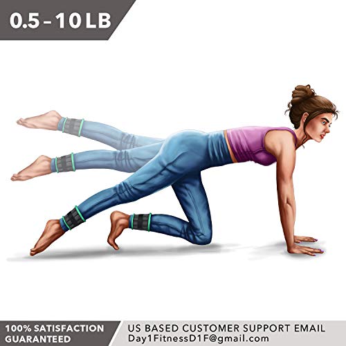 Day 1 Fitness Ankle Weight Pair 3.0 LBS, Set of 2 with Adjustable Velcro Straps - Breathable, Moisture Absorbent Weight Straps for Men and Women - Comfortable Ankle, Wrist Weights