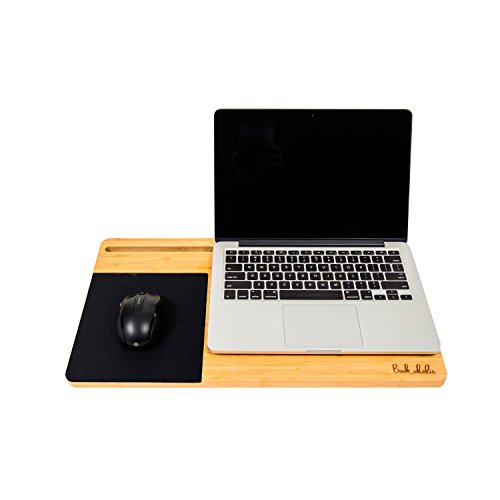 BOOKAHOLIC Lap Desk with BONUS Laptop Accessories Cotton Bag| Double-sided Enhanced Organic Bamboo Lap Tray with Built-in Fabric Covered Mouse Pad For 11",13",15" Laptops| Computer,Tablet, Phone Stand