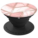 Pink White Geometric Marbled Design PopSockets Grip and Stand for Phones and Tablets