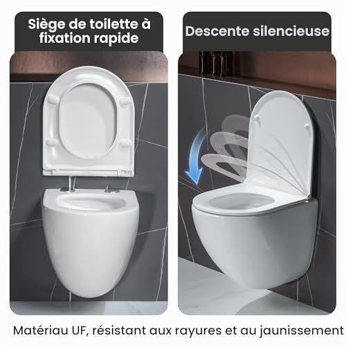 Casta Diva Suspended WC without Rinsing Edge, 360° Superspin Wall Toilet, UF Bowl, Completely Closed, Silent Soft-Close Seat, Dimensions 48.5 cm, Ideal for Bathroom and Guest Toilet