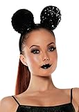 Starline Women's Sequined Mouse Ears Headband Accessory, Black, One Size