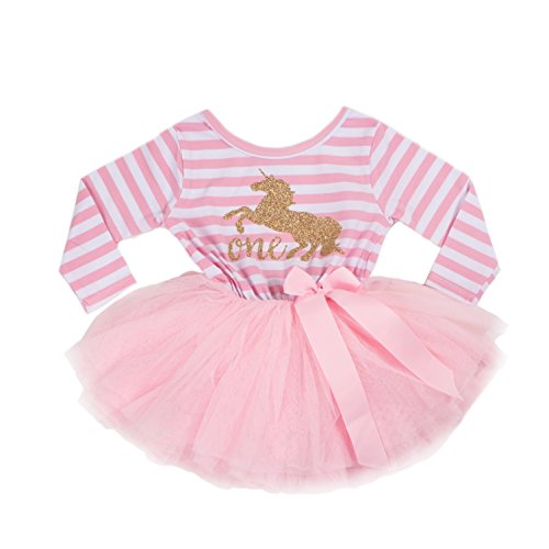 Grace And Lucille Pink Striped Long Sleeve Baby Birthday Dress | Desertcart  Aruba