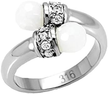 6mm White Open Bypass Band ring designer fashion Stainless Steel