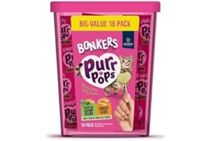 Bonkers Purrpops Freeze Dried Chicken & Catnip Flavor Lollipop Cat Treats, Healthy Real Meat Treats, Training Treats or Food Topper, for All Breeds and Ages, Value Pack (18 Pieces)