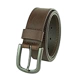 Dickies Mens 38mm Leather Belt With Two Row Stitch, Brown, 44