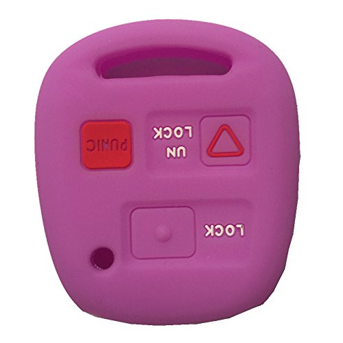 Ezzy Auto Purple 3 Buttons New Key Fob Case Cover Jacket Remote Smart Key Fob Skin Case Protector for Lexus GX470 RX350 SC430 IS250 RX400h LX470 ES330 ES3