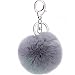 CHMING Cute Genuine Rabbit Fur Ball Pom Pom Keychain for Car Key Ring Handbag Tote Bag Pendant