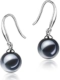 PearlsOnly - Yoko Black 7-8mm AAAA Quality Freshwater 925 Sterling Silver Cultured Pearl Earring Pair
