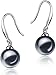 PearlsOnly - Yoko Black 7-8mm AAAA Quality Freshwater 925 Sterling Silver Cultured Pearl Earring Pair