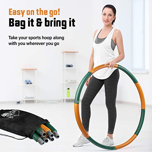 Ryno Tuff Hula Hoops for Adults - 2LB Weighted Hula Hoop with Extra Thick Foam Padding, Carry Bag, and Free Bonus Jump Rope - Weighted Hula Hoops for Exercise 8 Detachable Sections for Easy Storage - Thumbnail 5