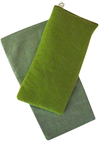 Unscented Eye Pillow with Cover - Gift Set - 4 x 8.5 - Organic Flax Seed - Soft Cotton Flannel - Washable - Soothing Relaxing - kiwi green
