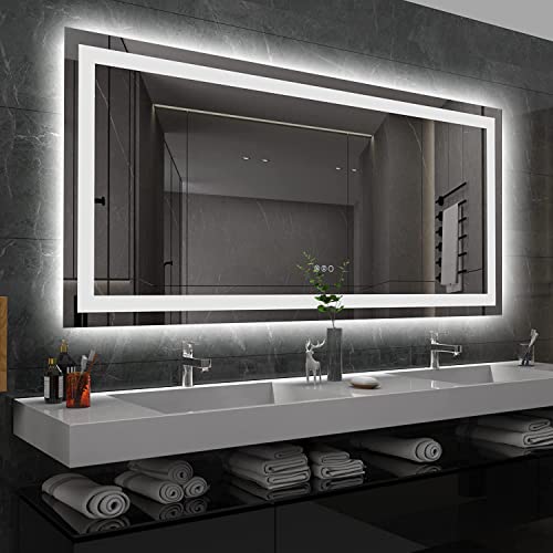 Amorho LED Bathroom Mirror 60 X36 Dimmable Anti-Fog Mirror