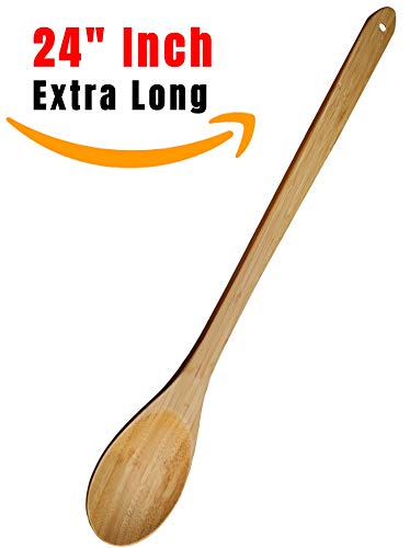 Extra Long Handled Cooking Spoon 24" Inch Wooden Mixing Spoon Stirring Paddle Organic Bamboo High Heat Resistant Mixing Spoon For Camping & Large Stock Pots - Thumbnail 5
