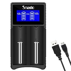Snado LCD Akku Ladegerät Ladestation für 18650, 26650, 18500, 18350, 17670, 17500, 16340, 14500, 10440 3.7V Li-Ionen-Akku und AA/AAA Batterien