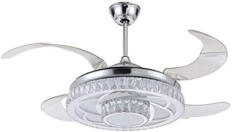 Rs Lighting Modern Fashion 42 Inch Crystal Invisible Ceiling Fan