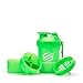 SmartShake Original2GO Shaker Bottle w/Detachable Storage Compartments, BPA/DEHP Free & Carabiner Clip-Great for Fitness Sports Nutrition Supplements 20oz (600ml)-Neon Pink, Blue, Green (3 Pack)
