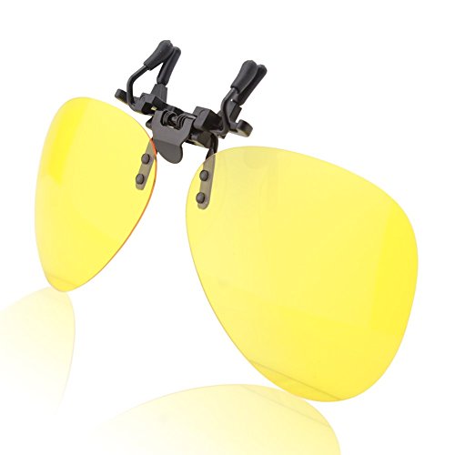 Duco Polarized Clip-on Glasses Flip-up Eyewear- Aviator Style Night Vision Glasses - Polarized Lens for Men and Women 3603 (Yellow,60mm)